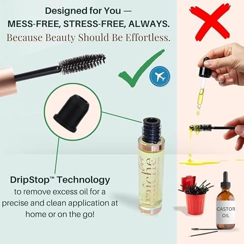 Live Fraiche Organic Castor Oil Lash Serum for Hair Growth, 100% Pure Eyebrow Eyelash Growth Serum, Cold Pressed Hexane Free (2oz Glass Bottle + FILLED Mascara Tube) thumbnail 5