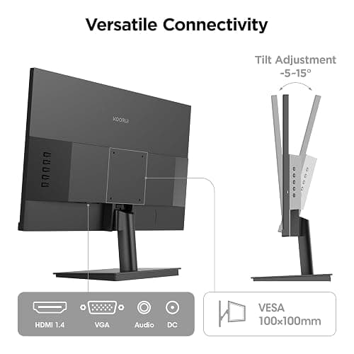 KOORUI 24 inch Computer Monitor, 144Hz IPS FHD (1920 x 1080) 99% sRGB 1000:1,Adaptive Sync,PC Desktop Monitors for Computer,HDMI/VGA Ports,100 x 100 mm VESA Mountable,Eyecare,Black thumbnail 6