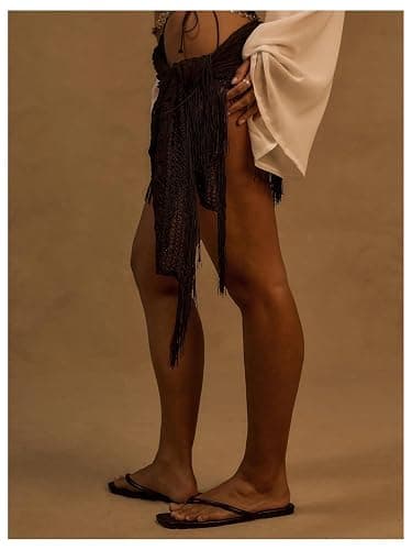 MakeMeChic Women's Tie Side Fringe Sarong Bathing Suit Wrap Cover Up Beach Skirt thumbnail 3