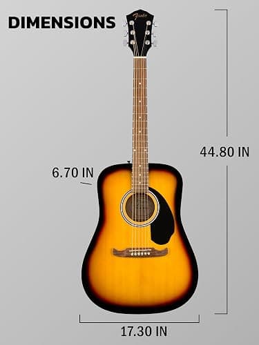 Fender FA-125 Acoustic Guitar - Sunburst Bundle with Gig Bag, Tuner, Strings, Strap, Picks, and Austin Bazaar Instructional DVD thumbnail 9
