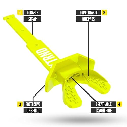 Nxtrnd Two Football Mouth Guard, Football Mouthpiece with Strap, Fits Adult & Youth (Neon Yellow) thumbnail 2