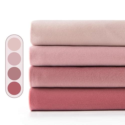 EMEMA 4er Set Samt Kissenbezug Kissenhülle Kopfkissenbezug Dekorative Dekokissen Couchkissen 50x50 cm Deko Bezug Sofakissenbezug für Wohnzimmer Schlafzimmer Büro Rosa Serie thumbnail 2