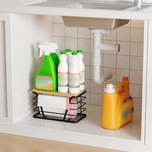 TIDIIABODE Small Grocery Bag Holder, Trash bag holder with Removable Bamboo Top, Wall Mount, No Drill, Stainless Steel, Black thumbnail 2