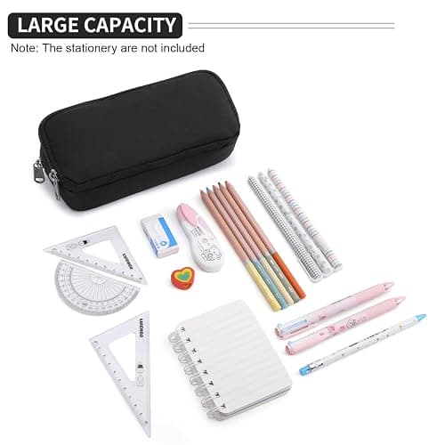 Della Gao Pencil Case Large Capacity Pencil Pouch Aesthetic Pen Bag Office Stationery Organizer Simple Sturdy Multifunctional Pencil Bag for Men - Black - DellaGao-WJ001BK thumbnail 5