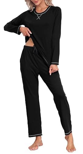 MoFiz Women's Pajamas Sets Long Sleeve Sleepwear 2 Piece Pjs Lightweight Lounge Set with Pockets thumbnail 2