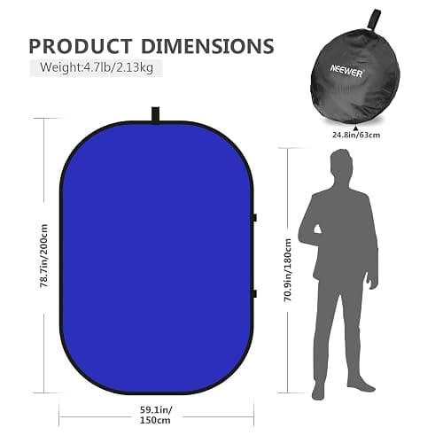 NEEWER Chromakey Backdrops, Double-Sided Blue and Grey Screen, 2 in 1 Foldable and Reversible Background for Photography, Gaming and Live Streaming, 5 x 6.6 inches/1.5 m x 2 m (Blue/Grey) thumbnail 5
