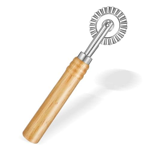LIQWEI Pasta Cutter Wheel, Pastry and Pasta Cutter Wheel Pastry Ravioli Wheel Cutter With Long Wooden Handle for Ravioli Pasta Dumplings Lasagna Pierogi - Image 1