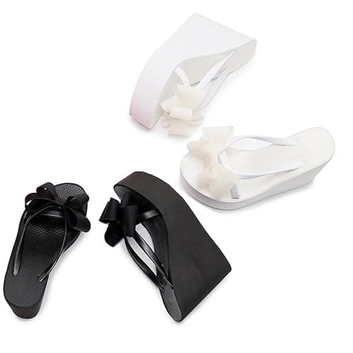 Forevercan Women'S Bow Lace-Up Platform Wedge Flip Flops Fashion Round Peep Toe Slip-On Platform Flip Flops Summer Casual Beach Parties Sandals thumbnail 5