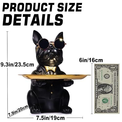 French Bulldog Gifts Statue Tray Organizer for Keys, Candy, Jewelry, Earrings, Entrance Piggy Bank - Modern Decor Resin French Bulldog Decor Entryway Table, Coffee Table, Office Desk, Home Decor thumbnail 3