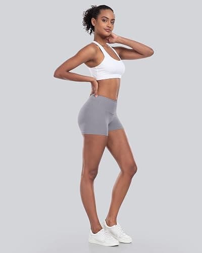 CHRLEISURE Biker Yoga Shorts for Women – High Waisted Tummy Control Workout Running Athletic Booty Soft Shorts thumbnail 4