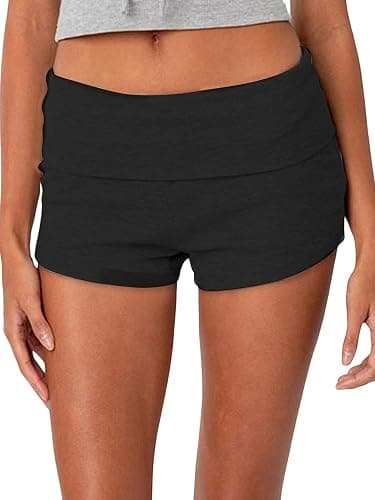 LYSINK Womens Fold Over Polka Dot Shorts Y2k Elastic Waist Low Rise Skinny Mini Micro Shorts Going Out Bottom - Image 1