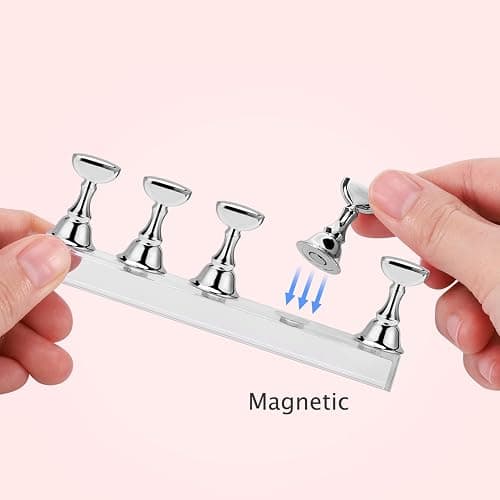 Nail Stand Acrylic Nail Art Display Stand Practice Nail Holder for Painting Nails Magnetic Practice Stands with Double-sided Tape For DIY Salon Supplies (Silver) thumbnail 2