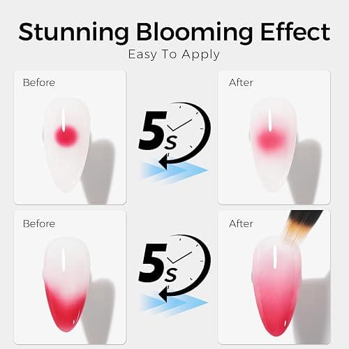 TOMICCA Clear Blooming Gel Nagellack, 15ML UV-LED-Nagellack zum Verteilen, Marble, Watercolor Blooming Gel Polish Nail Art DIY Design thumbnail 4