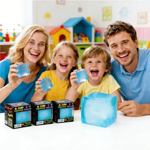 Soft Rubber Squeeze Toys, Exquisite Cube, Cooling Cube Toy, Stress-Relief Toy，Squeeze Cube Balls for Children and Adults to Relieve Anxiety and Stress; Exquisite Cube Ball Set (with Box) – Blue thumbnail 7