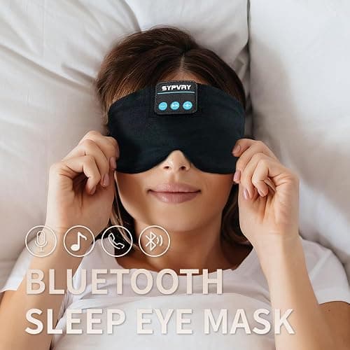 Sleep Mask Bluetooth 5.4 Headphones Soft Wireless Headband Eye Mask Blackout with Microphone (Black M) thumbnail 5