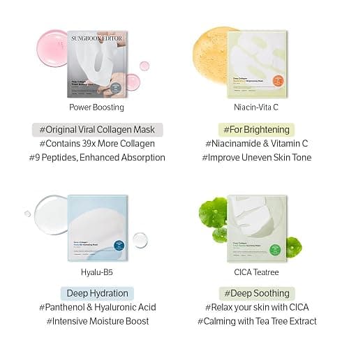 SUNGBOON EDITOR Deep Collagen Overnight Mask Hydrating Mask for Glass Skin, Wrinkle Care, Firming & Pore Refining 2,160,000PPB Collagen + 9 Peptides Stocking Stuffers for Women Korean Skincare, 4ea thumbnail 8