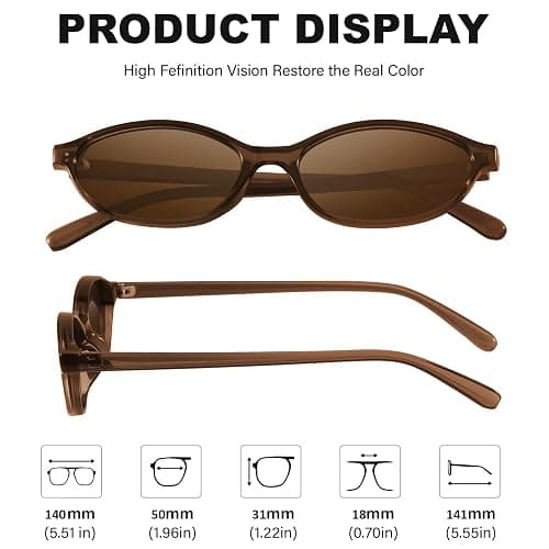YMRFW Retro Oval Cat Eye Sunglasses for Women Y2k Designer Trendy Narrow Shades UV protection Sun Glasses thumbnail 6