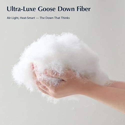 Pacific Coast Goose Feather Down Fiber Comforters Queen Size, Extra Fluffy White Duvet Insert, Ultra-Soft, Breathable, All Season Hotel Luxury Bedding Comforters, 8 Corner & Center Loops (90"x90") thumbnail 3