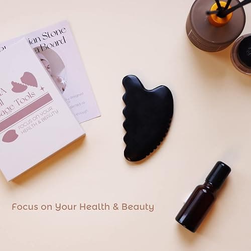 tophld Gua Sha Facial Tools, Natural Bian Stone Gua Sha Jade Massage Tool, Body Gua Sha Stone with Comb, Large GuaSha Set for Traditional Acupuncture Therapy(Wave-Edge) thumbnail 6
