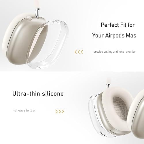 Silicone Case Cover for AirPods Max Headphones (2024), Clear Soft TPU Ear Cups Cover/Ear Pad Case Cover/Headband Cover 3-in-1 Transparent Accessories Case Protector for Airpods Max(Starlight) thumbnail 6