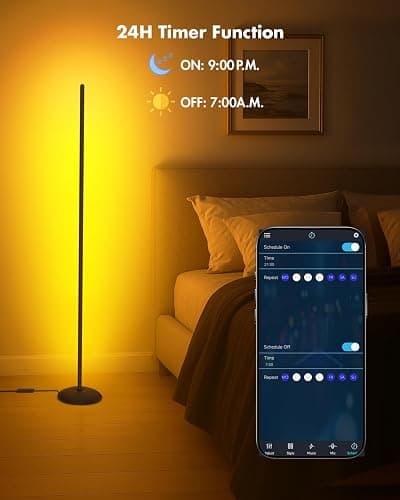 Vexinat Corner Floor Lamp, Smart RGB LED Corner Lamp with App & Remote, Modern Floor Lamp with 16 Million Colors, Music Sync, Scene Modes, Color Changing Standing Lamps for Living Room, Bedroom thumbnail 8