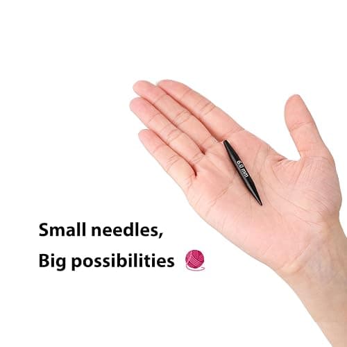 Guclud Interchangeable Circular Knitting Needle Set, 2-Inch Shorties Knitting Needles for Short Sock Knitting, Sizes US 2.5, 3, 4, 5, 6, 7, 8, 9, 10 with Small Cables, Accessories and Case, 9-Pairs thumbnail 6