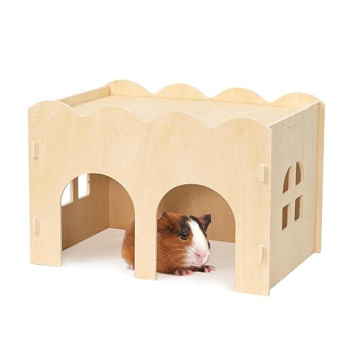 Bifeaw Natural Wooden Chew-Proof Guinea Pig Hideout | for Small Pets - Image 1