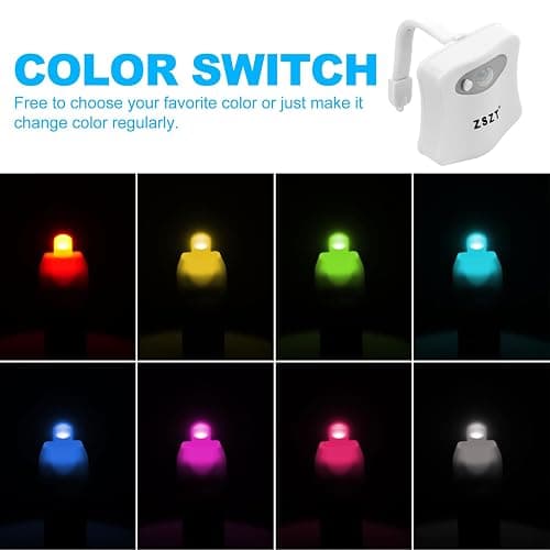 ZSZT Toilet Night Light Motion Sensor Activated, 8 Colors Changing Bowl Nightlight for Bathroom, Perfect for Using Toilet in Midnight, Funny Gift for Your Family - 8 colors thumbnail 2