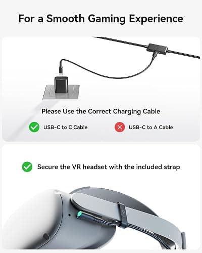 INIU VR Link Cable with Separate Charging Port, 16FT High Speed Data Transfer & Charging Cable, USB to USB C Charger Cord for Virtual Reality Headset, Meta Oculus Quest 3s 3 2 Pro, Pico 4 Steam PC VR thumbnail 5