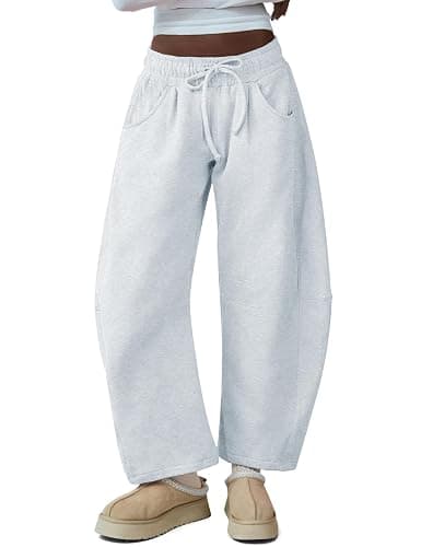 HeSaYep Women's Barrel Leg Ankle Sweatpants Drawstring Wide Leg Lounge Pants Baggy Casual Cotton Sweat Pants with Pockets - Image 1