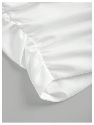 RoseSeek Girl's Ruched Strapless Tube Top Sleeveless Cropped Bandeau Basic Summer Cute Tops for Girls - 12 Years - White thumbnail 4