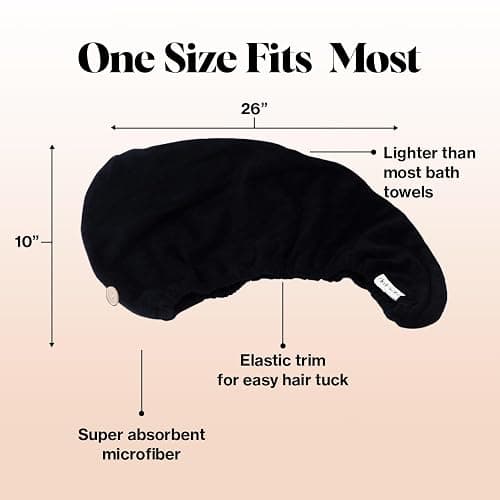 Kitsch Microfiber Hair Towel Wrap for Women - Super Absorbent Hair Drying Towel - Quick Dry, Anti-Frizz - for Long & Short, Wet & Curly Hair - Black thumbnail 3