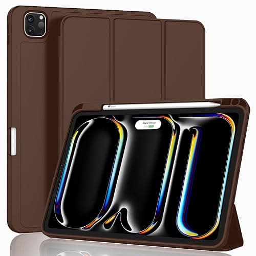 ZryXal 2024 iPad Pro 11 Inch Case M4 (5th Generation) with Pencil Holder, Smart iPad Case [Support Pencil Pro and Pencil (USB-C)], Support Touch ID and Auto Wake/Sleep (Chocolate) - Chocolate - Image 1