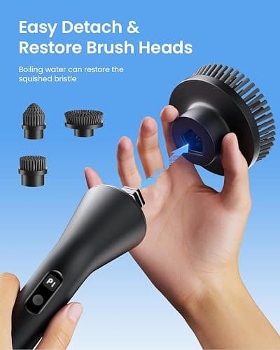 Leebein Electric Spin Scrubber, 2025 New Cordless Cleaning Brush Bathroom Scrubber, IPX7 Waterproof Shower Scrubber with 7 Brush Heads, Extendable Long Handle and 2 Speeds Scrubber for Bathtub Floor thumbnail 5