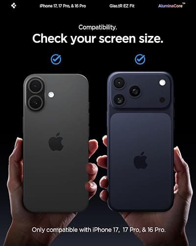 Spigen AluminaCore Tempered Glass Screen Protector [Glas.tR EZ Fit] designed for iPhone 17 Pro | iPhone 17 | iPhone 16 Pro [2 Pack] 9H+ Hardness, Aluminum-Enhanced Durability thumbnail 2