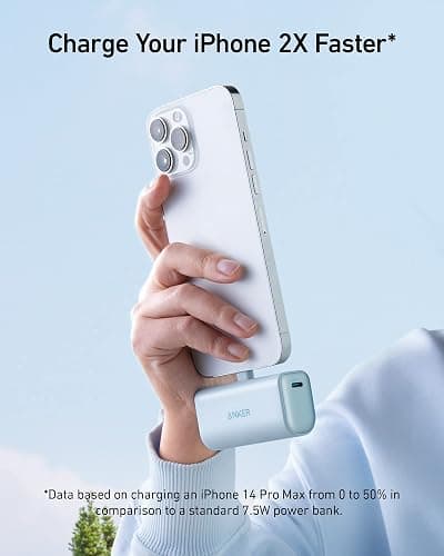 Anker Nano Portable Charger for iPhone, with Built-in MFi Certified Lightning Connector, Power Bank 5,000mAh 12W, Compatible with iPhone 14/13/12 Series (White) thumbnail 4
