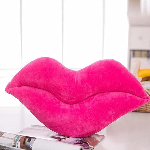 LEVINIS Hot Pink Lip Shape Throw Pillows Girls Soft Velvet Decorative Reversible Pillow Cushion for Bed Couch Office 23.6 x 13.6 Inch thumbnail 2