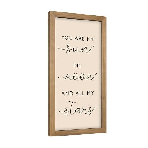 pechpell 11.8×5.9 In Nursery Wall Art, Wooden Sign Baby Room Wall Decor, You are My Sun Moon and Star Rustic Space Themed Kids Girl Boy Teen Room Bedroom Playroom Farmhouse Decorations for Home - Image 1