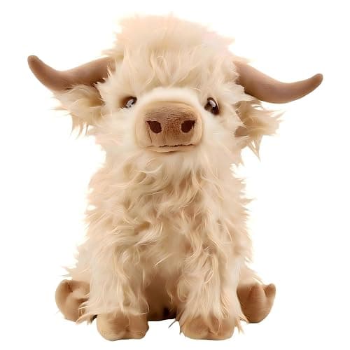 OROZCOR Microwavable Highland Cow Stuffed Animal, Weighted Highland Cow Plush Toys, Cute Weighted Stuffed Animals Gifts for Adult Kids Girls Boys (Microwavable White) - Image 1