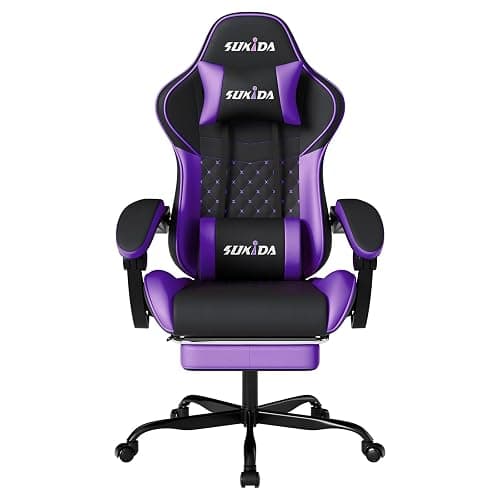 Ergonomic Video Gamer Chairs Gaming Computer Chair Gamer Chairs for Adults Massage Lumbar Support Swivel Height Adjustable Headrest Backrest - Image 1