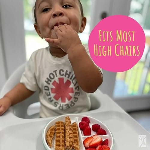 Elk and Friends Kids 6.7” Porcelain Divided Plates with Silicone Sleeves | Suitable for Babies/Kids/Toddlers | Microwave & Dishwasher Safe | Non Slip | Snack Dishes - Sage/Misty Blue/Navy/Gray - 6.7" Divided thumbnail 9