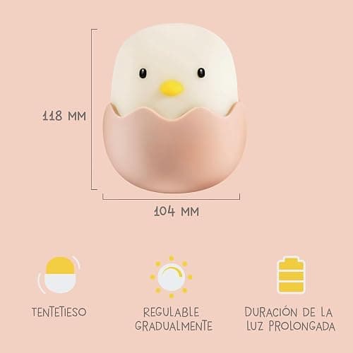 MegaLight Luz nocturna LED niños | Luz nocturna bebé sin piezas pequeñas tragables | Luz lactancia táctil regulable | Lámpara de noche carga USB | Eggy Eggy thumbnail 3