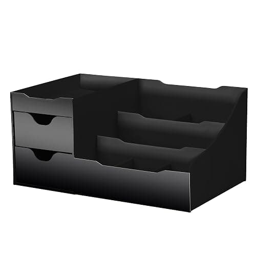 UNCLUTTERED DESIGNS Large Black Cosmetic Organiser - Organiser Box With Drawers for Aftershave, Deodorant, Beard, Shaving Lotion, Perfume & Skincare - Perfect for Mens Bathroom & Bedroom Storage thumbnail 2