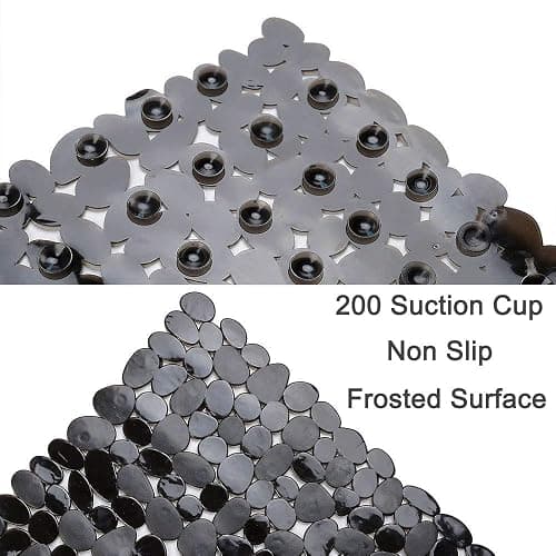 SONGZIMING Non-Slip Pebble Bathtub Mat Black 16 W x 35 L Inches (for Smooth/Non-Textured Tubs Only) Safe Shower Mat with Drain Holes, Suction Cups for Bathroom thumbnail 5