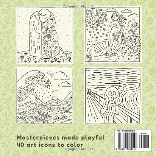 The Art of Cute: Famous Paintings Made Cozy: A Coloring Book of Iconic Masterpieces for Adults and Kids | Relaxing, Cute, and Easy Art History Fun thumbnail 2