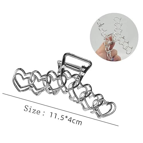 VOTACOS 2PCS Y2k Metal Hair Claw Clips Star Heart Hair Clips for Women Big Nonslip Design Claw Hair Clips for Thick and Thin Hair Stitching Silver Large Hair Accessories for Women and Girls. thumbnail 5