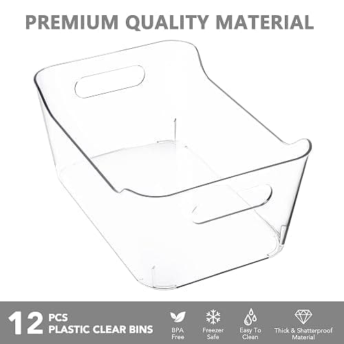 Tiawudi 12 Pack Plastic Storage Bins, Multi-Use Organizer Bins, Pantry Organizer, Clear Storage Containers for Home, Kitchen, Office, Cabinet, Shelf and Fridge Organization thumbnail 6