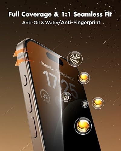 UNBREAKcable Privacy Screen Protector for iPhone 16 Pro, Full Coverage Shatterproof Tempered Glass [True 28°Anti Spy] [9H Hardness] [Easy Installation Frame] 2-Pack Private Screen for iPhone 16 Pro thumbnail 6