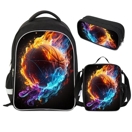 RTBBCKS Backpack Set, Basketball Backpack for School, Bookbag with Lunch Box, Perfect for Boys - Image 1