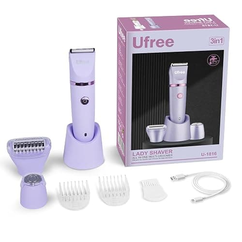 Ufree Bikini Trimmer Electric Razors for Women, Rechargeable Pubic Body Hair Trimmer Electric Shaver for Legs Body Hair, Bikini Shaver IPX7 Waterproof, Gifts for Women, Purple thumbnail 7